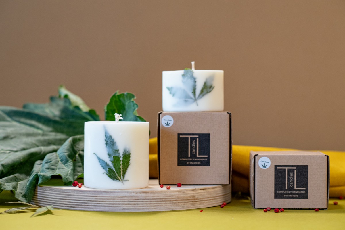 TL Candles Natural soy wax candles soy wax pillar candles botanical candles handmade candles hemp candle sage candle